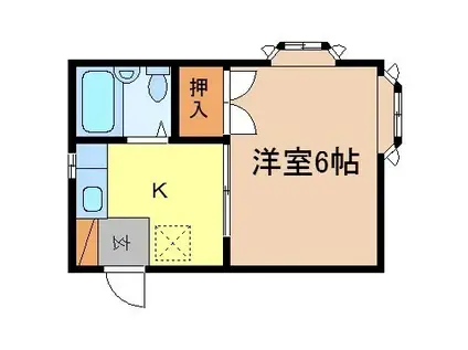 ホームシティ若里(1K/2階)の間取り写真