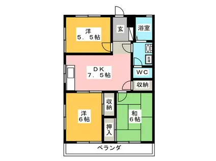 サニーハマノ(3DK/3階)の間取り写真