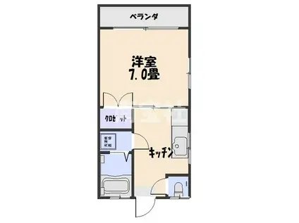 コーポ山崎・宇宿(1K/2階)の間取り写真