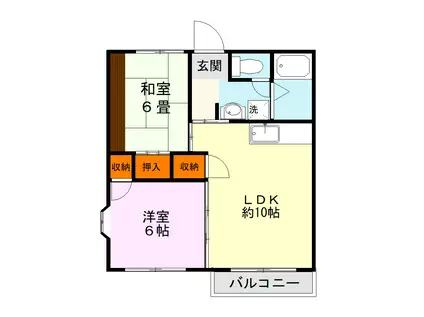 メゾングレース(2LDK/2階)の間取り写真