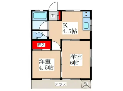 メゾン聖武(2K/1階)の間取り写真