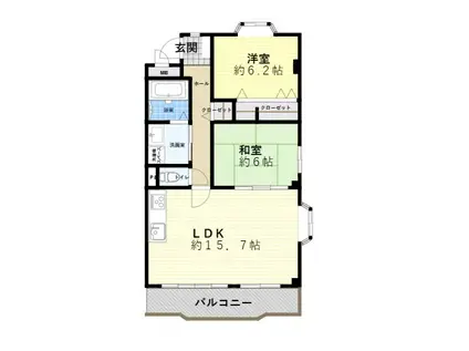 フレックスヒルズ桃山(2LDK/2階)の間取り写真