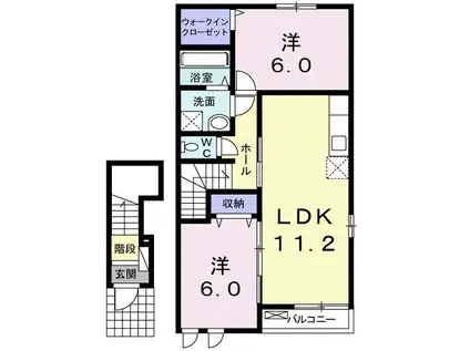 ヴァン ヴェール I(2LDK/2階)の間取り写真