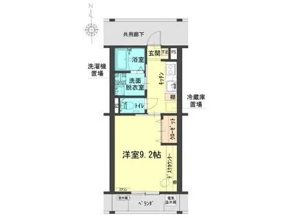 レジデンス山田II(1K/2階)の間取り写真