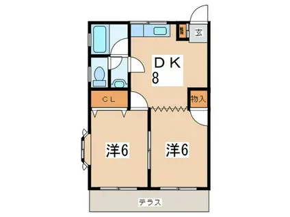 第二秋山ハイツ(2DK/1階)の間取り写真