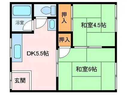 野口文化 東(2DK/2階)の間取り写真
