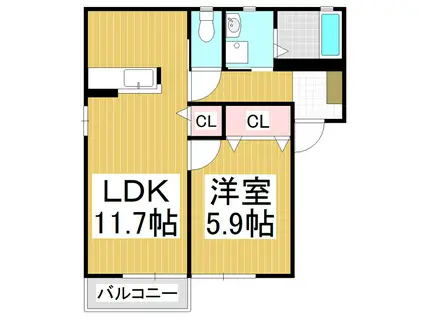 シャーメゾン シーマウスA(1LDK/2階)の間取り写真