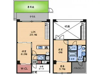 レジーナウエスト武庫之荘(3LDK/1階)の間取り写真