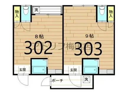 ガーデンハイツ上新庄(ワンルーム/3階)の間取り写真