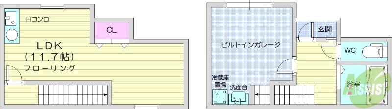 ガレージハウス桜木(ワンルーム/1階)の間取り写真