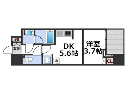 ルフォンプログレ堺筋本町タワーレジデンス(1DK/4階)の間取り写真