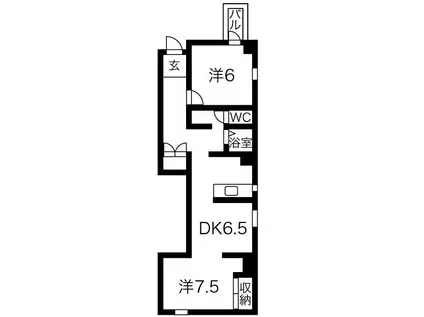 横井第6ビル 土佐堀ハイツ(1LDK/8階)の間取り写真