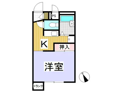 レオパレスハーモニー高川原(1K/1階)の間取り写真