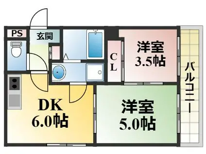 深江大発マンション(2DK/2階)の間取り写真