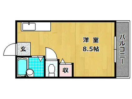 シャンテー招提(ワンルーム/3階)の間取り写真
