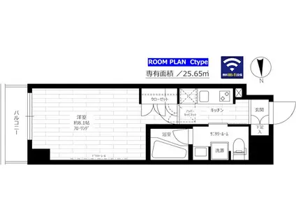 ステージグランデ亀戸アジールコート(1K/13階)の間取り写真