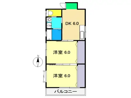 レガロ北竹島(2DK/3階)の間取り写真