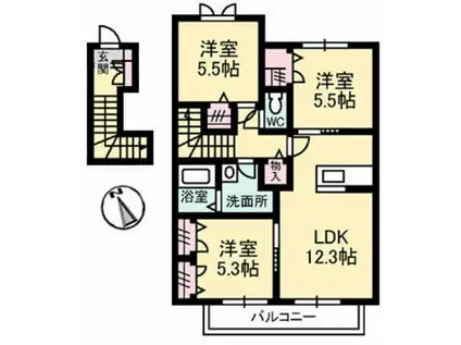 グランマスト川口 C棟(3LDK/2階)の間取り写真