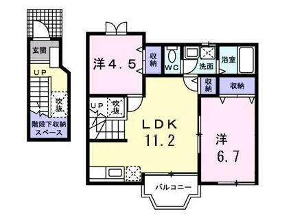 レジデンスI(2LDK/2階)の間取り写真