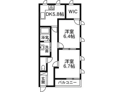 クレール(2DK/2階)の間取り写真