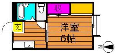 コーポ吉備路B棟(1K/2階)の間取り写真