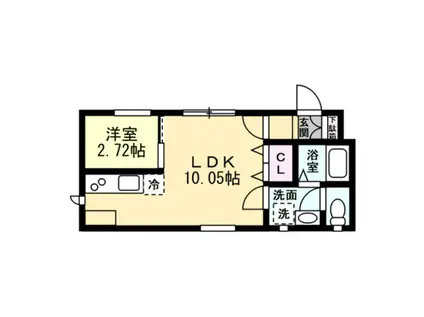 CLOVER OKUI(1LDK/1階)の間取り写真