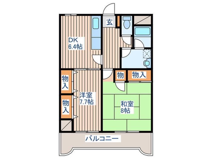 KATOUビル(2DK/6階)の間取り写真