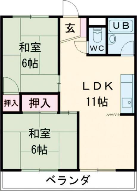 共生マンション(2LDK/3階)の間取り写真