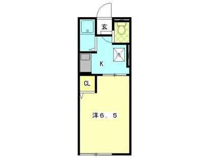 イーストII(1K/2階)の間取り写真