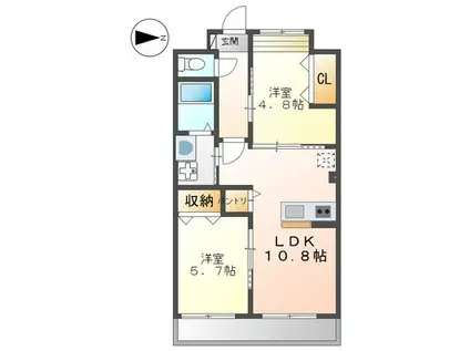 パラディースせいま(2LDK/2階)の間取り写真