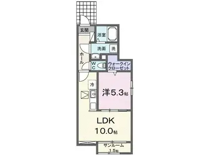 パルティール DEUX(1LDK/1階)の間取り写真