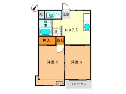 STコーポ(2DK/1階)の間取り写真