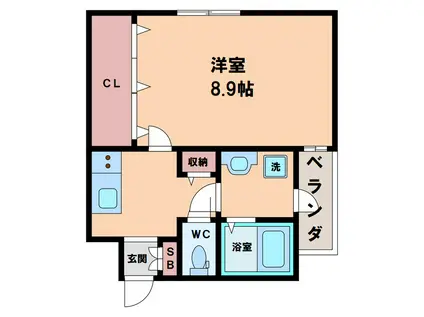 アッシュメゾン寺田町(1K/1階)の間取り写真