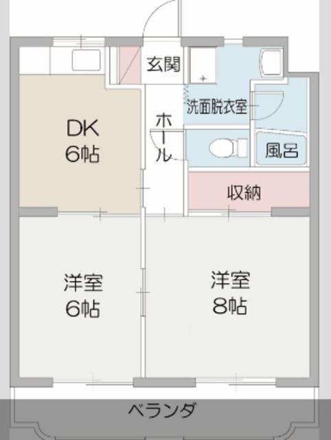 マンションレインボーⅡ(2DK/2階)の間取り写真