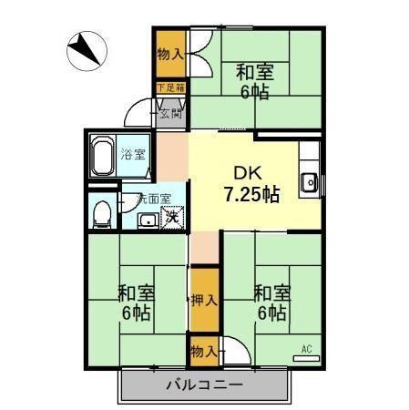パレーシャル太陽(3DK/2階)の間取り写真