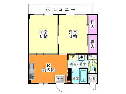 ルーミー寿(2K/2階)の間取り写真