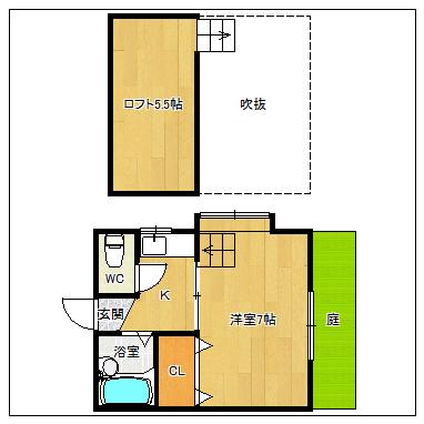 エスポワール21(1K/1階)の間取り写真
