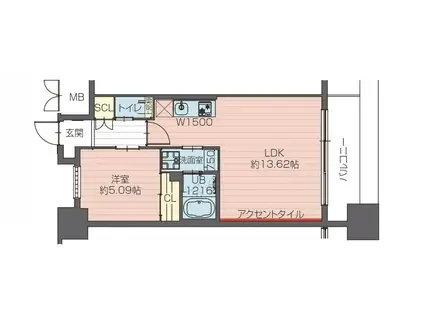 プレジオ帝塚山(1LDK/5階)の間取り写真