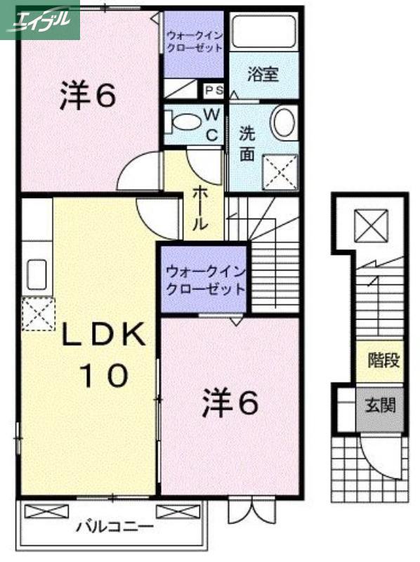 オリーブ(2LDK/2階)の間取り写真