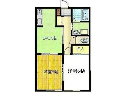 フレグランスM(2DK/2階)の間取り写真