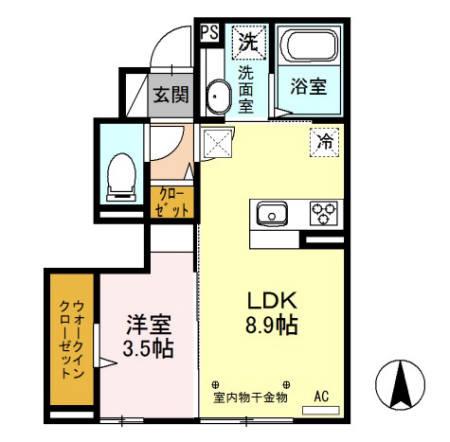LA VERITA ダ(1LDK/1階)の間取り写真
