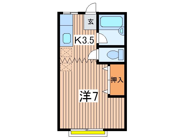 フラットシーガルI(1K/1階)の間取り写真