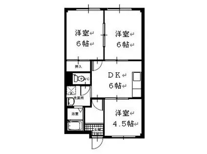 パークハイツ A棟(3DK/2階)の間取り写真