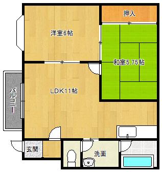 ハイツ久(2LDK/1階)の間取り写真