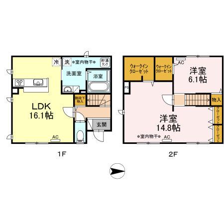 ソレイユルヴァン(2LDK/1階)の間取り写真