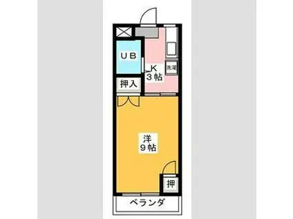 メロディハイツPARTII(1K/3階)の間取り写真