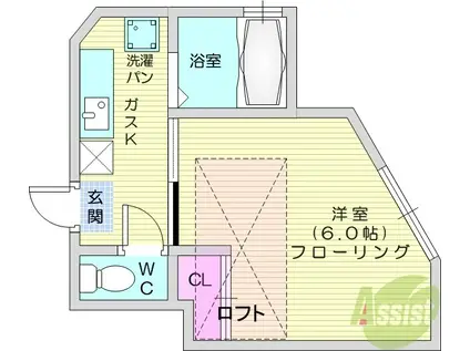 こもれ日のエルミタージュ八乙女(1K/1階)の間取り写真