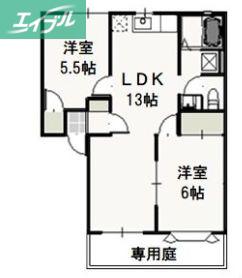 グリーンパーク西辛川C(2LDK/1階)の間取り写真