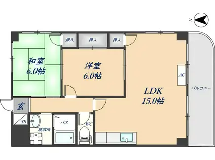 MS RESIDENCE 水走(3LDK/1階)の間取り写真