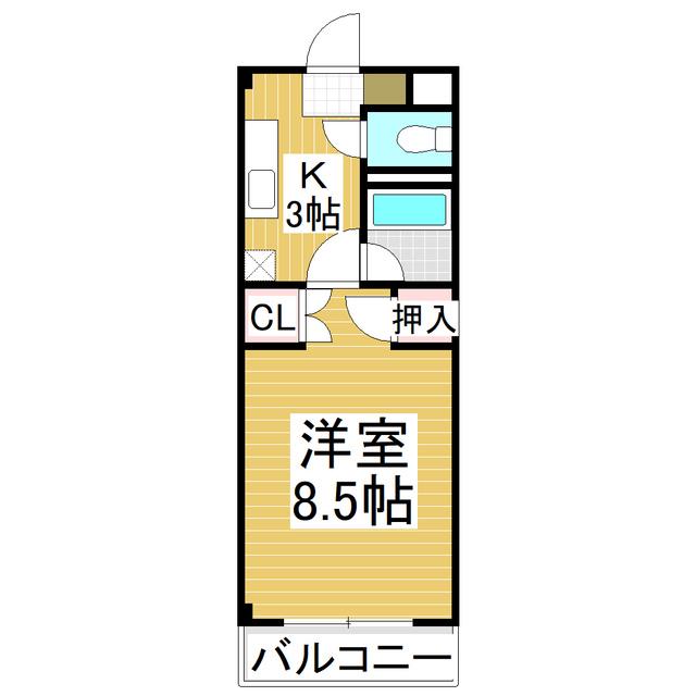 パークタウン小諸B棟(1K/1階)の間取り写真